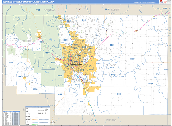 Colorado Springs Metro Area Wall Map